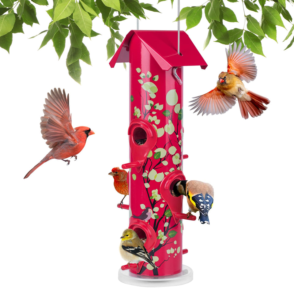 Kingsyard metal bird feeder with six ports for multi-bird feeding.