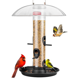 Kingsyard Metal Bird Feeder with Dome protects birds from weather and invites variety.