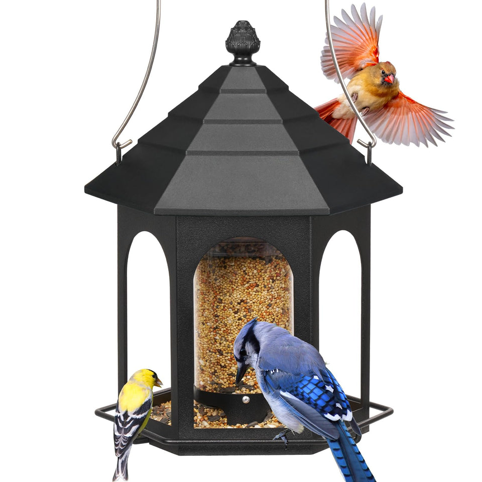 Kingsyard metal bird feeder for outdoors hanging, durable and rust-resistant.
