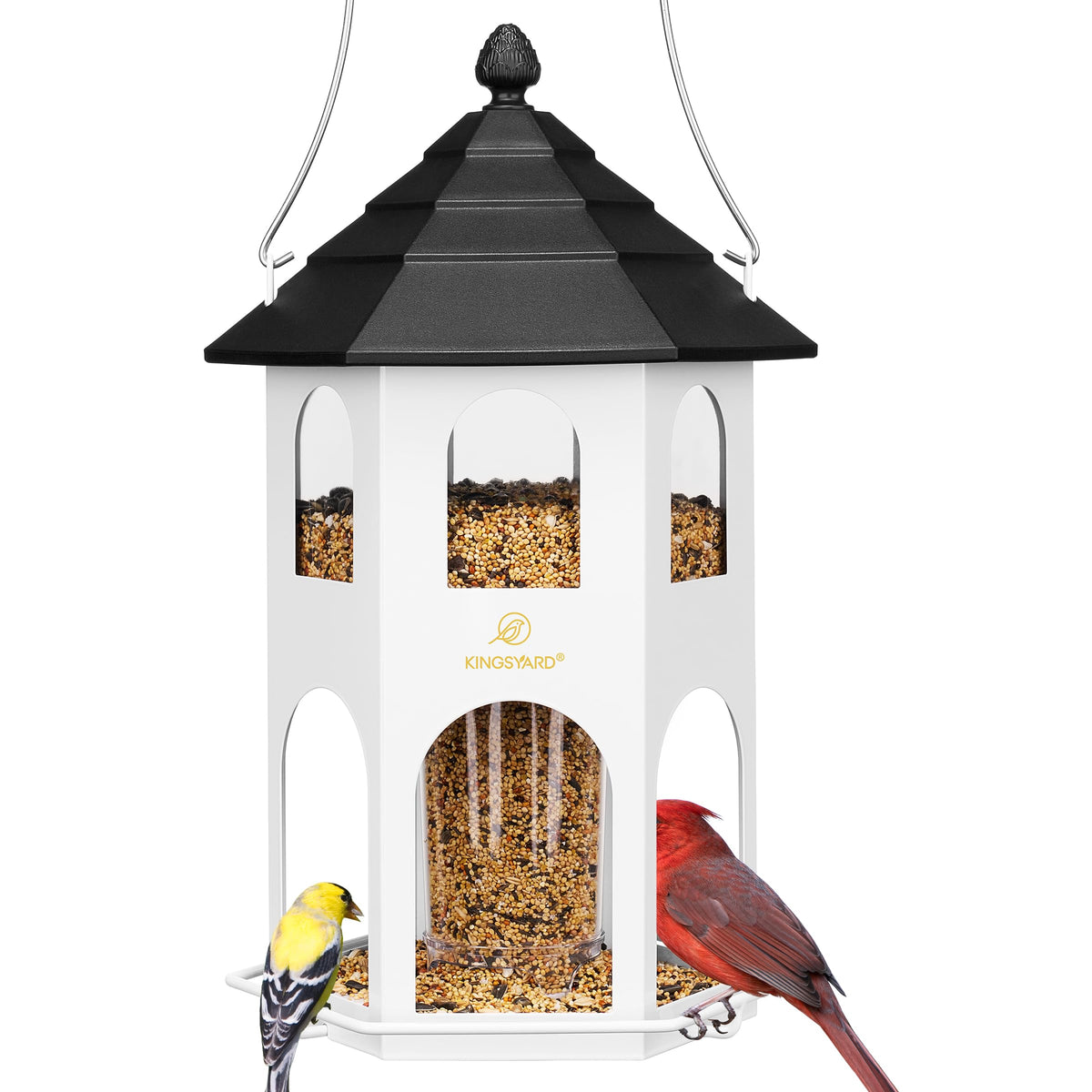 Kingsyard metal bird feeder outdoor hanging with chew-proof design and durable finish