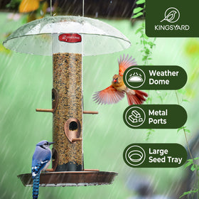 Kingsyard feeder large 8-inch tray catches loose seed and reduces waste