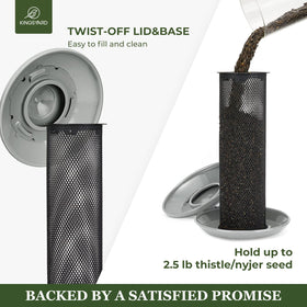Kingsyard metal bird feeder with squirrel-proof design protects seed.