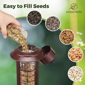 Kingsyard metal bird feeder with weatherproof copper body outdoors.