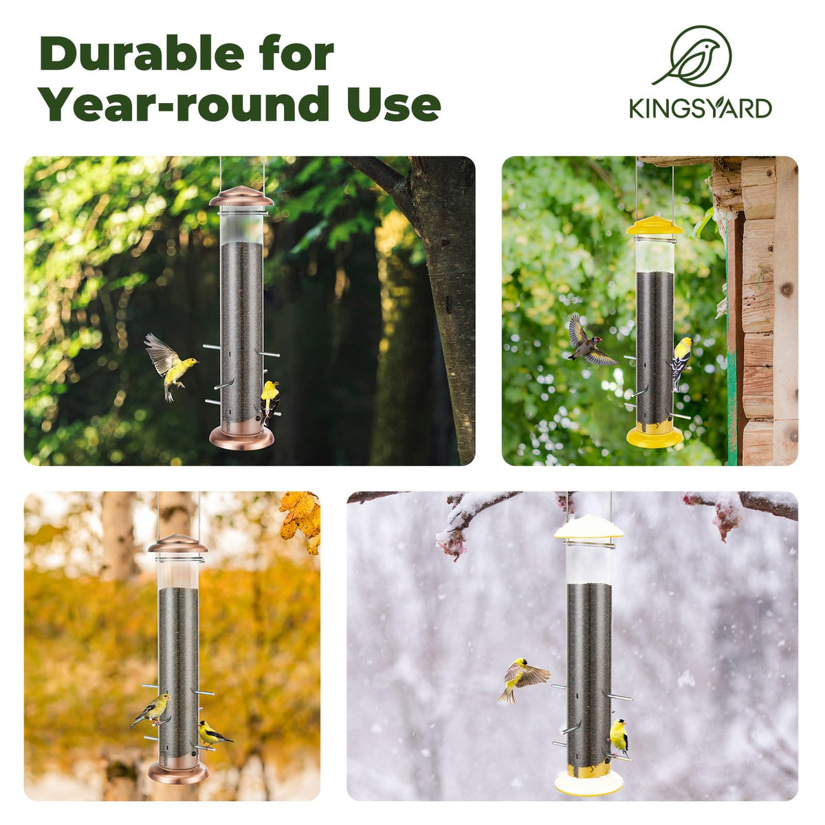 Kingsyard finch feeder easy-refill design with removable base for quick cleaning.