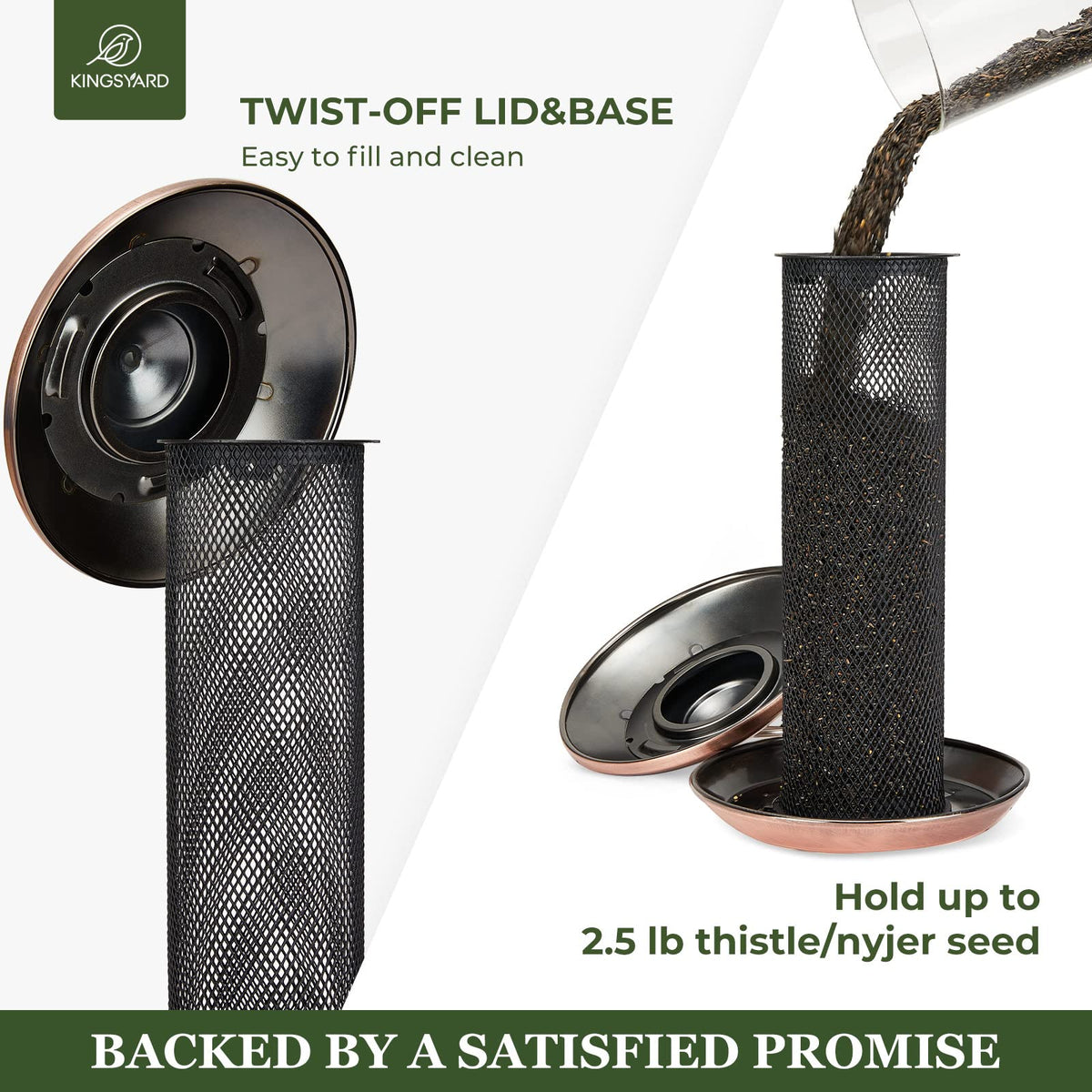 Kingsyard metal mesh nyjer seed feeder showcases durable rust resistant construction