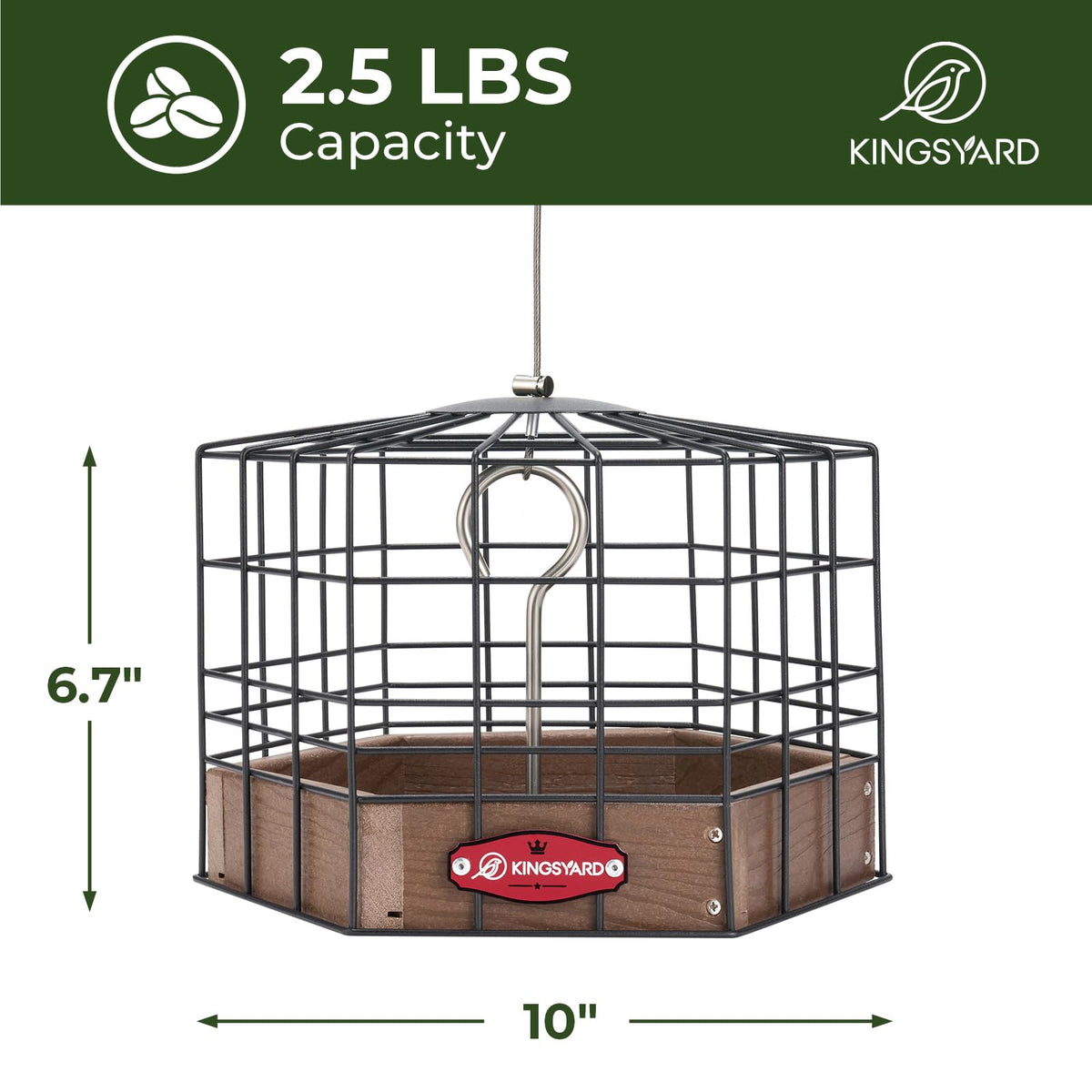 Kingsyard metal mesh tray ventilation supports fresh seed.