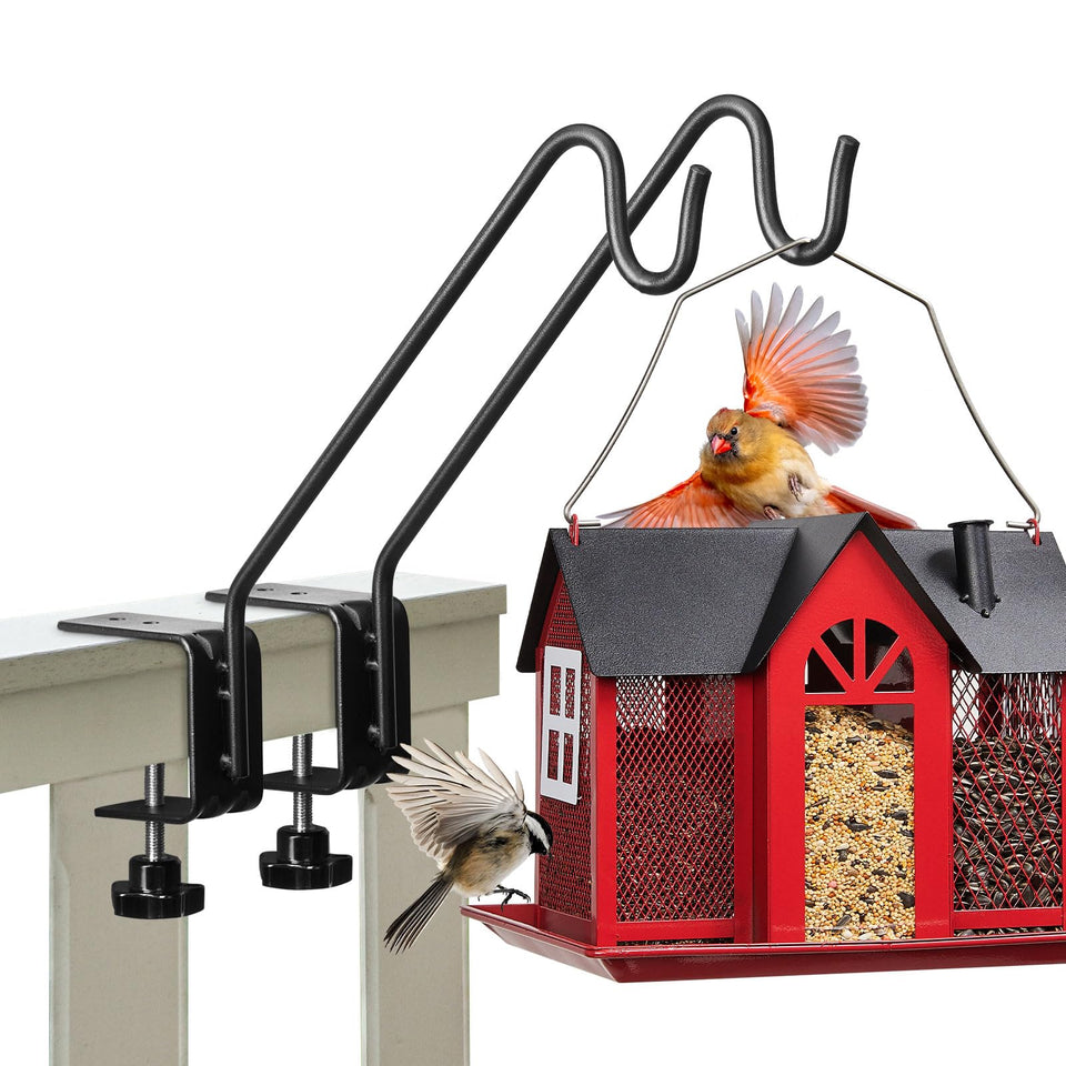 Kingsyard Middium deck hook 10inch clamps securely to railings up to 2.2 inches, ideal for bird feeders.