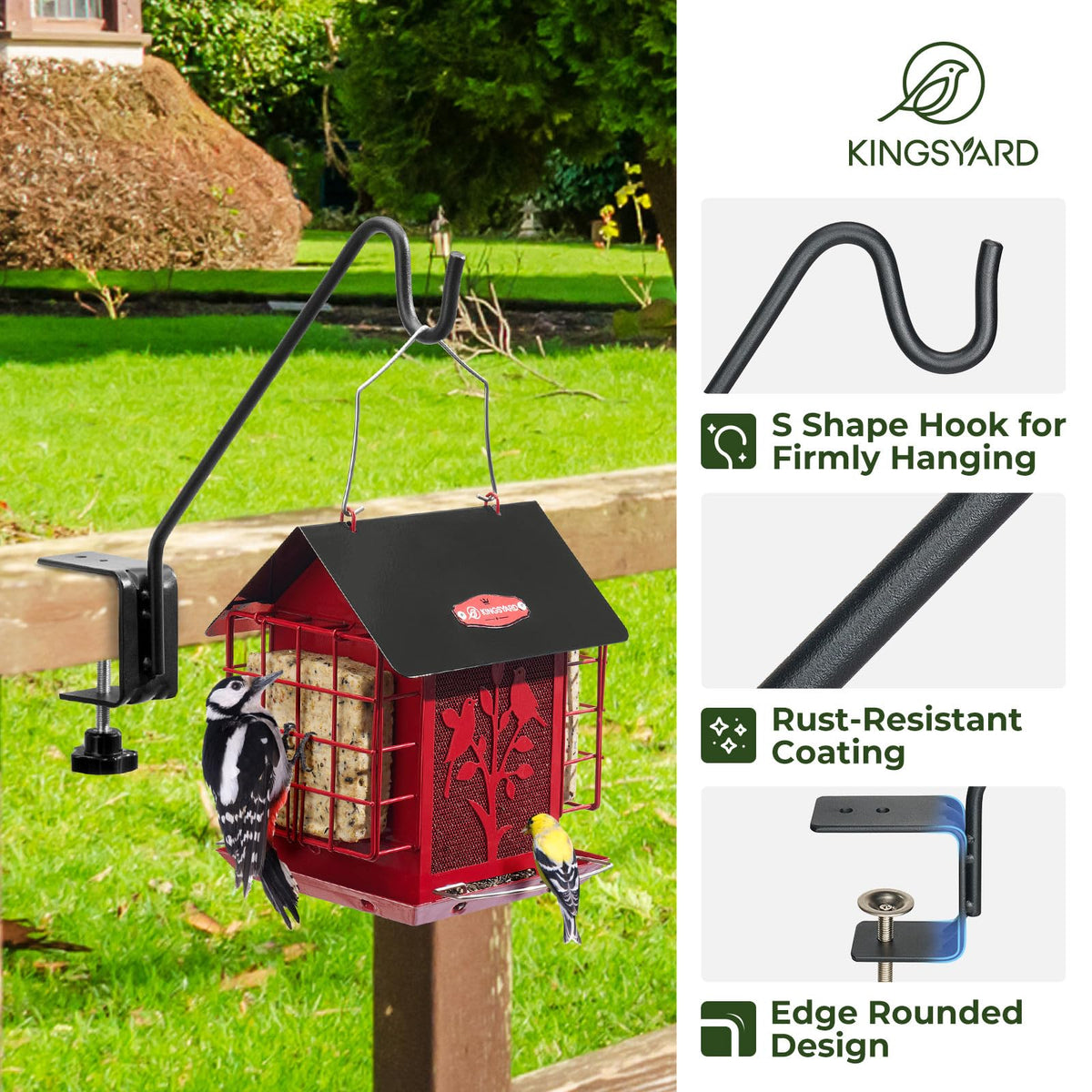 Kingsyard Middium deck hook outdoor hanger, weatherproof for all-season use.