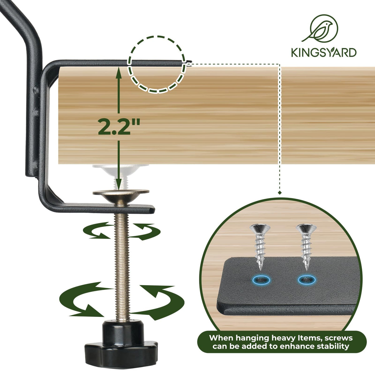 Kingsyard Middium deck hook supports a planter, enhancing balcony greenery