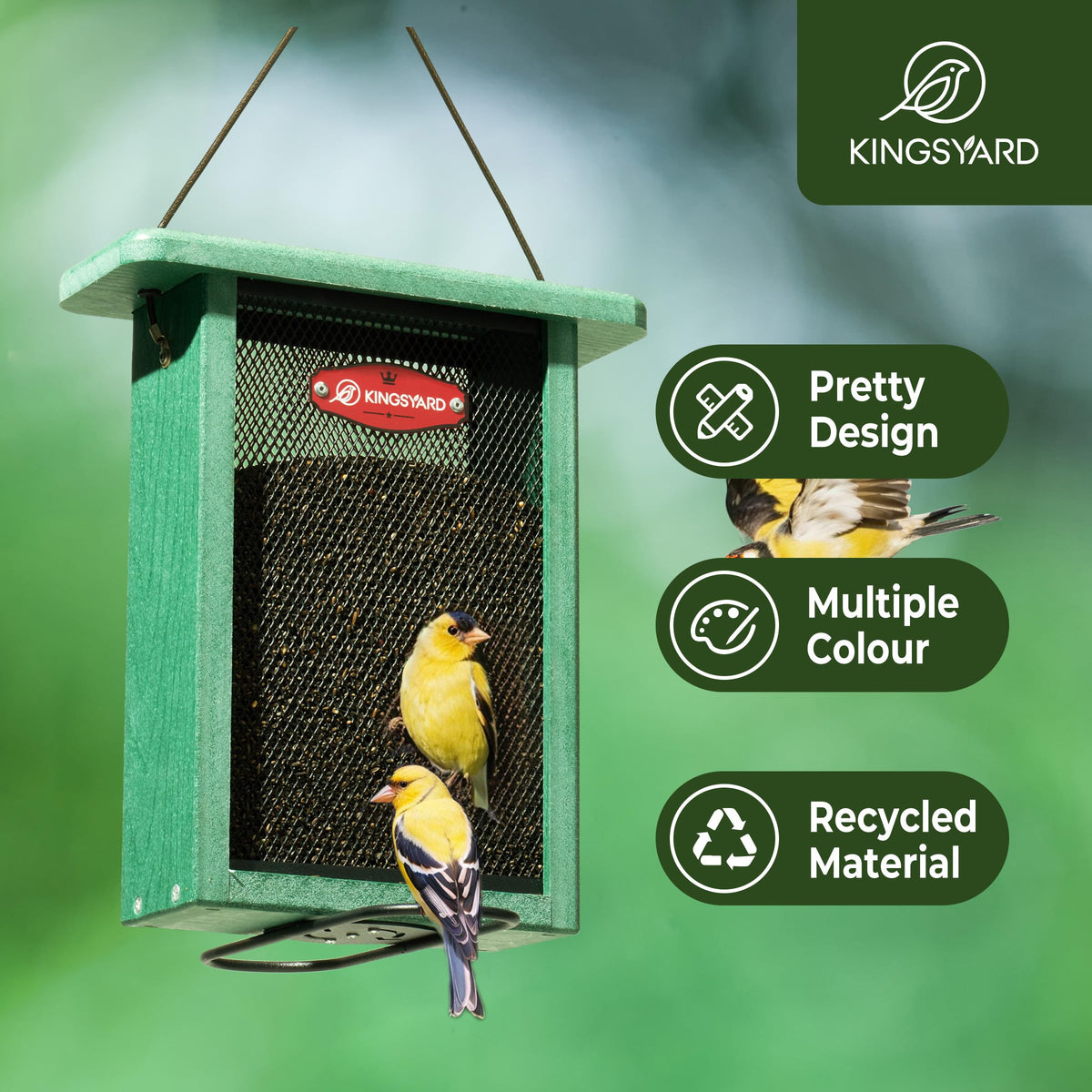 Kingsyard Nyjer seed mesh openings fit tiny finches for precise feeding.