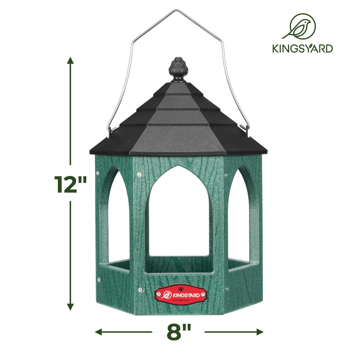 Kingsyard Platform Bird Feeder detachable-handle enables easy hanging and upkeep.