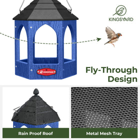 Kingsyard Platform Bird Feeder metal mesh tray keeps seeds dry and ventilated