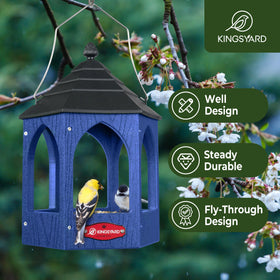 Kingsyard Platform Bird Feeder rain-proof roof protects seeds in storms