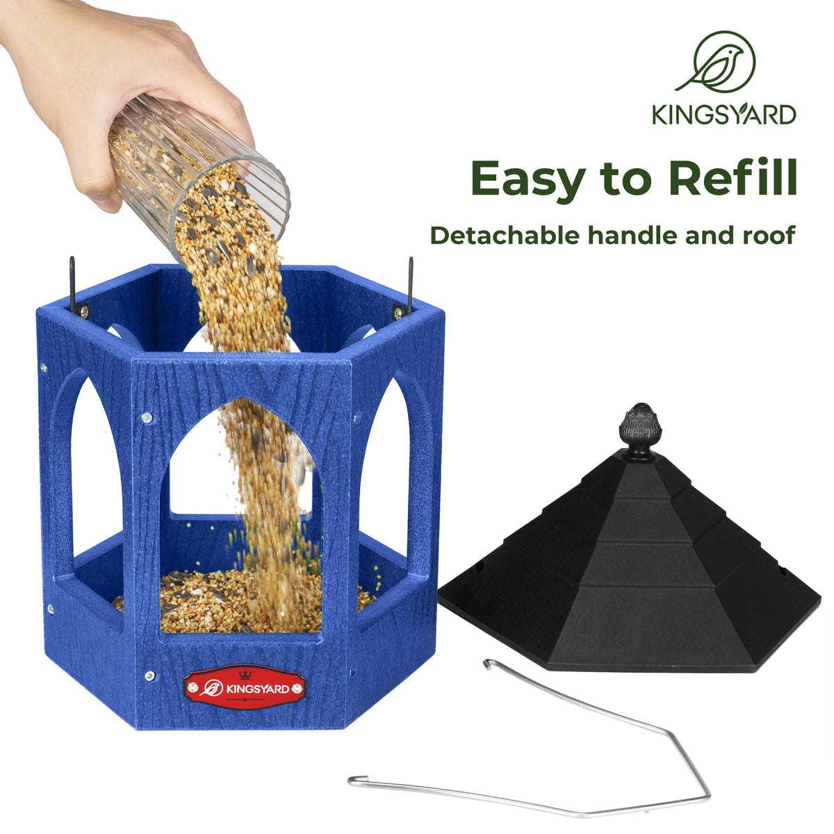 Kingsyard Platform Bird Feeder six-entryways invites multiple bird species
