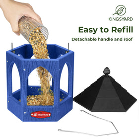 Kingsyard Platform Bird Feeder six-entryways invites multiple bird species