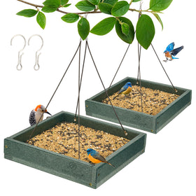 Kingsyard platform bird feeder tray green with durable, weatherproof construction.