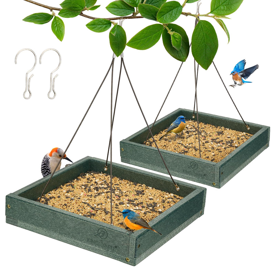 Kingsyard platform bird feeder tray green with durable, weatherproof construction.