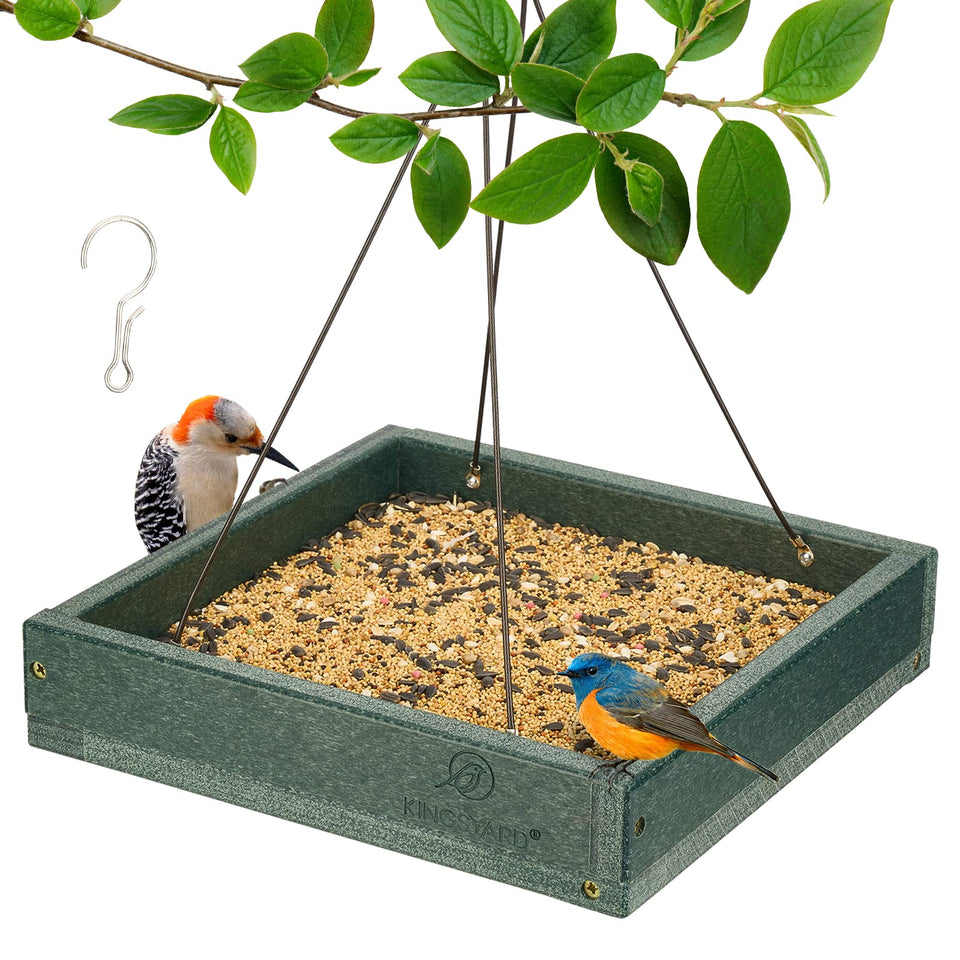 Kingsyard platform feeder outdoor assembly for year-round bird watching.