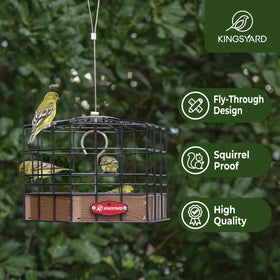 Kingsyard feeder top view shows fly-through access for multiple small birds.