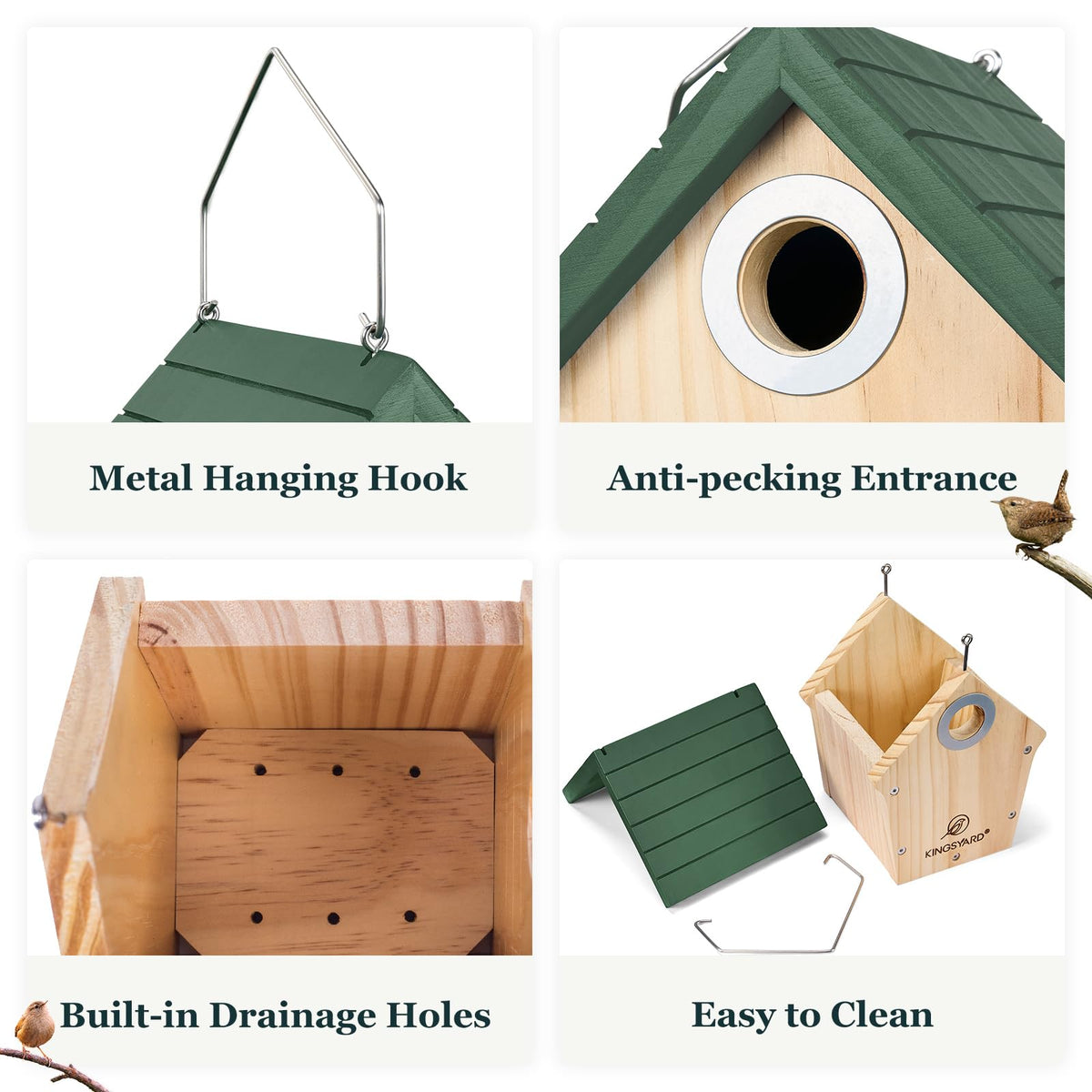 Kingsyard predator guard with metal shield protecting young birds.