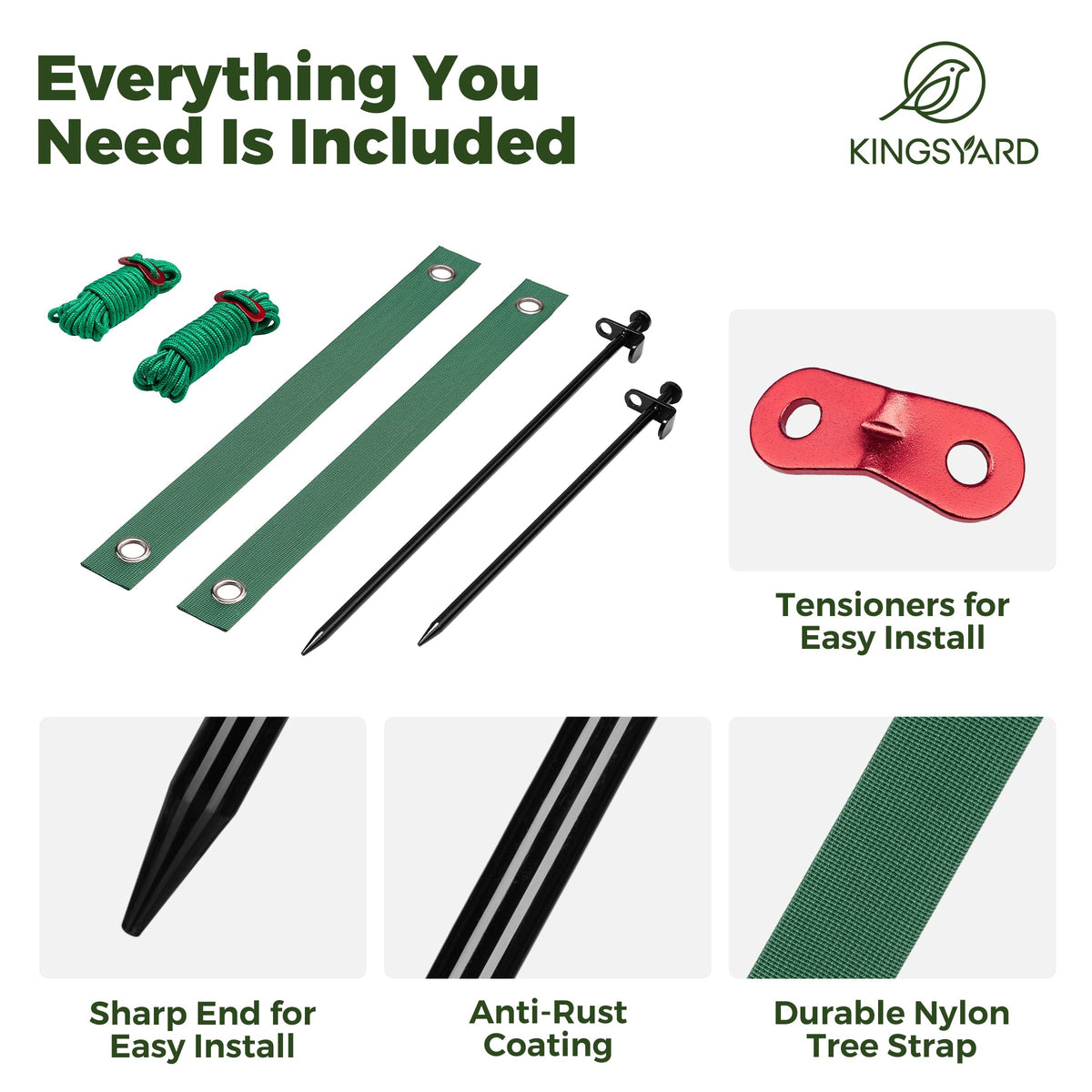 Kingsyard quick setup system keeps trees near-vertical without bark stress