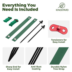 Kingsyard quick setup system keeps trees near-vertical without bark stress