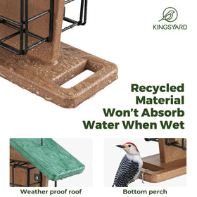 Kingsyard rainproof roof keeps treats dry for birds during drizzle.