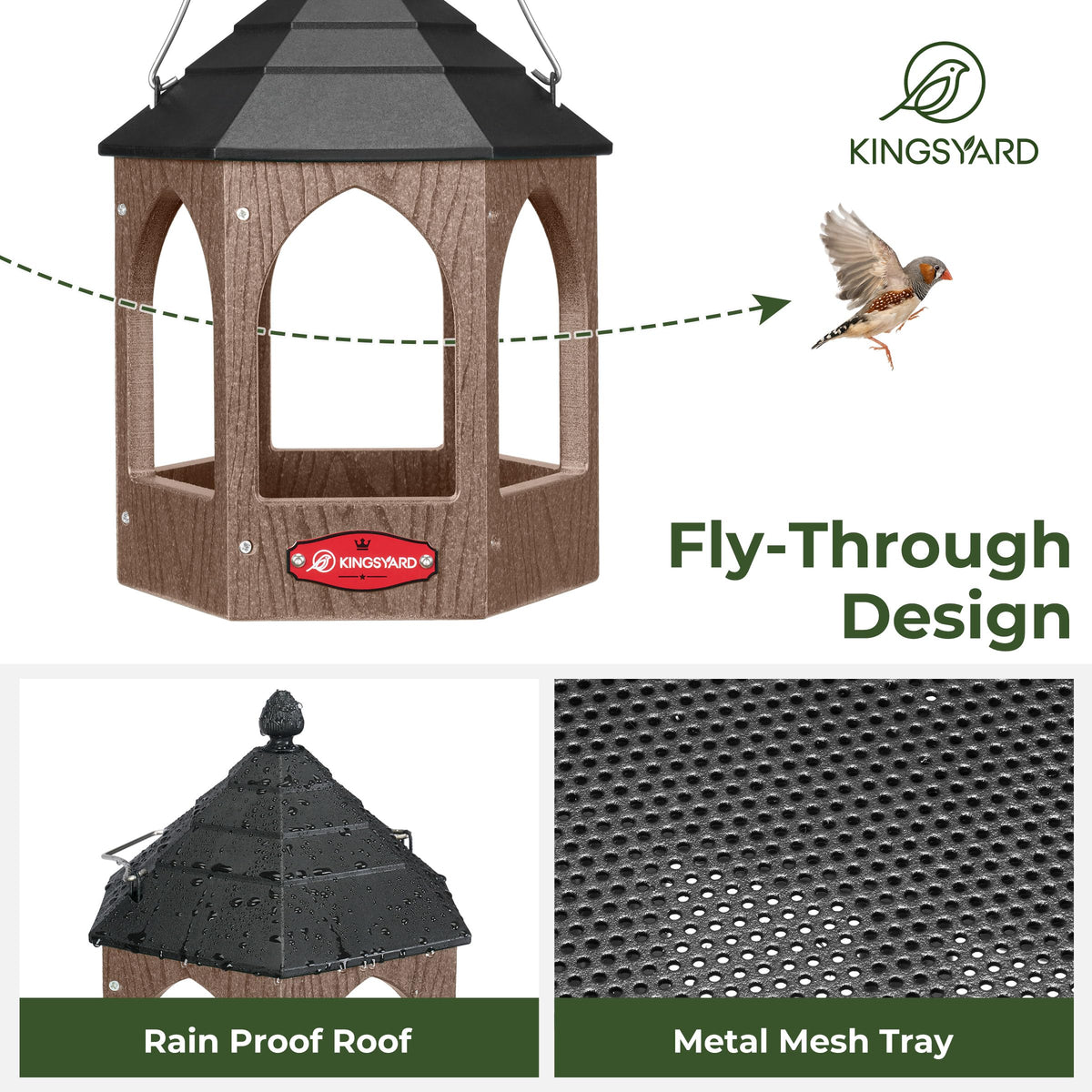 Kingsyard recycled plastic bird feeder stands up to weather