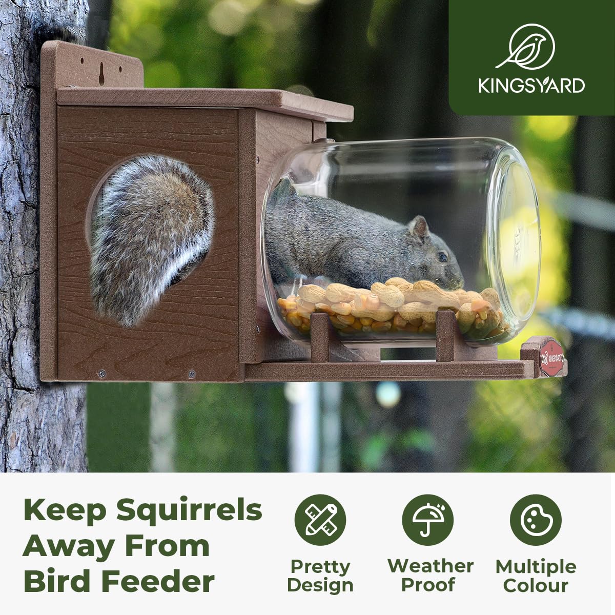 Kingsyard recycled-plastic jar squirrel feeder with secure attachment