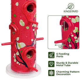 Kingsyard weatherproof red feeder with rustproof coating for durability.
