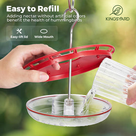 Kingsyard saucer hummingbird feeder leak-proof seal showing secure base in windy conditions.