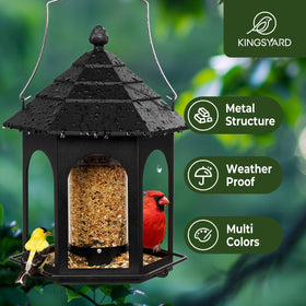 Kingsyard seed feeder 3 lb capacity keeps a steady supply for busy birdwatching.