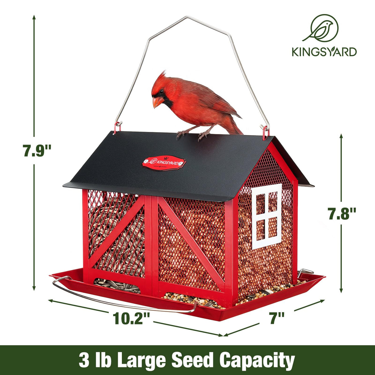 Kingsyard separate seed compartments for finches and larger species.