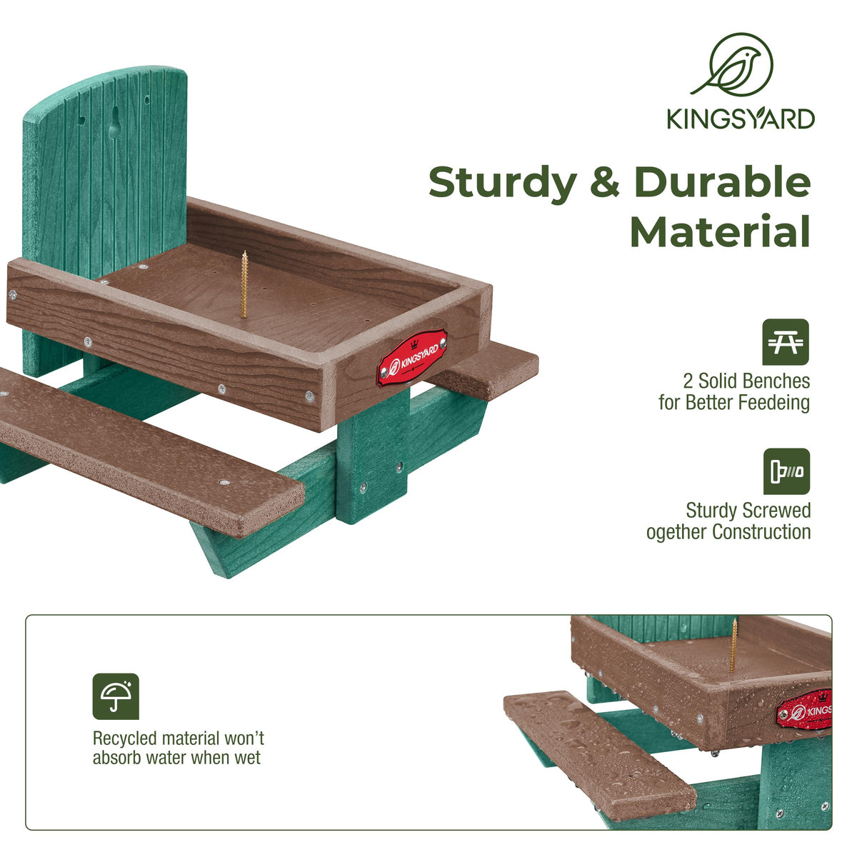 Kingsyard Squirrel Feeder Table features corn cob holder for wildlife snacks.