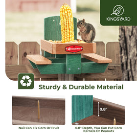 Kingsyard Squirrel Feeder Table easy installation on a tree, fence, or post.