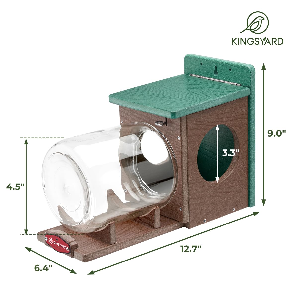 Kingsyard outdoor feeder in green and brown blends with garden
