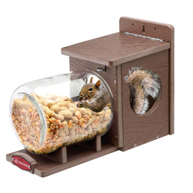 Kingsyard squirrel feeder mounted outside in brown for year-round outdoor use