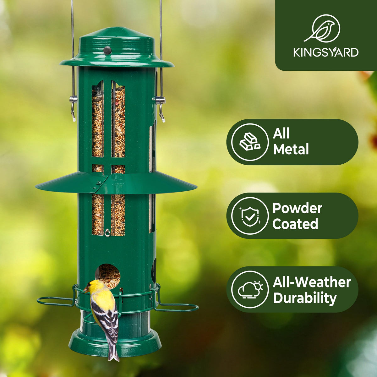 Kingsyard transparent seed window lets you monitor levels at a glance.