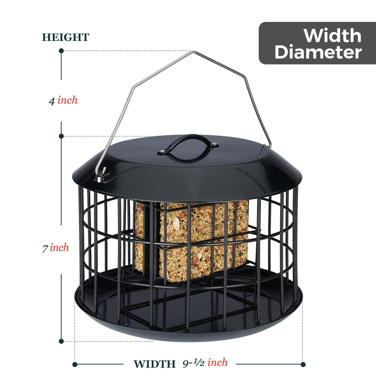 Kingsyard Squirrel Proof Feeder bottom tray captures seed drops for a neater yard.