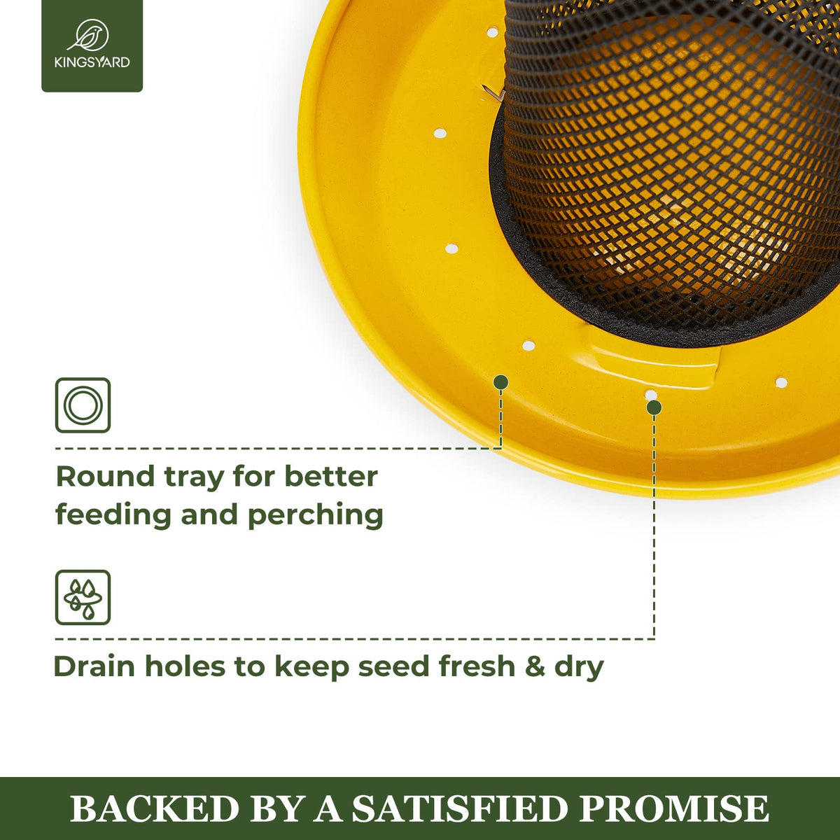 Kingsyard Squirrel-proof metal construction protects seeds while you enjoy birds.