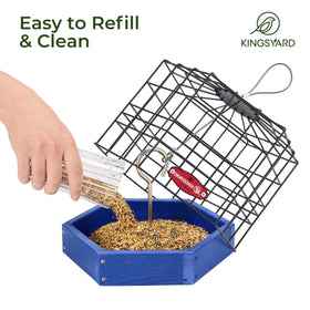 Kingsyard squirrel-proof platform feeder durable materials withstand rain and sun.