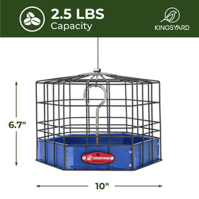 Kingsyard squirrel-proof platform feeder metal mesh detail emphasizing sturdy protection.