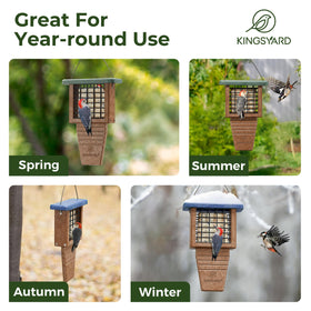 Kingsyard suet feeder outdoors in garden for hanging