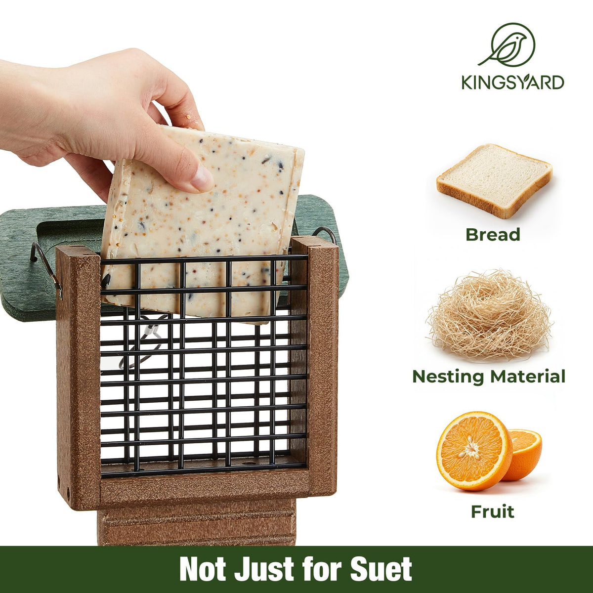Kingsyard suet feeder two-sided mesh feeding area for birds