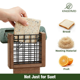 Kingsyard suet feeder two-sided mesh feeding area for birds