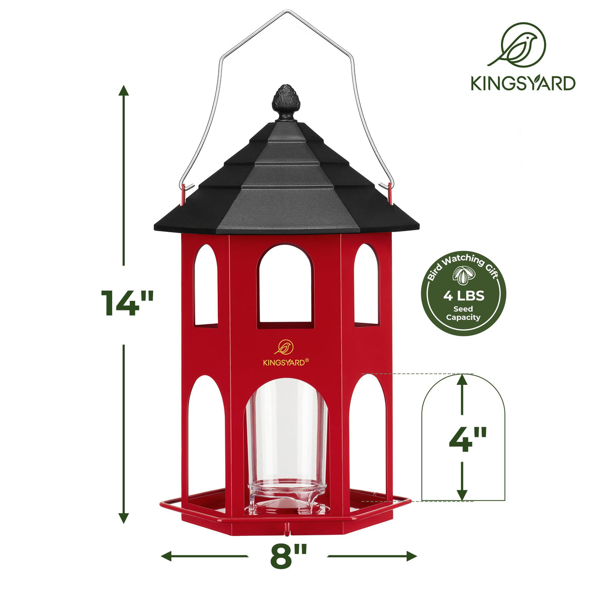 Kingsyard transparent seed compartment shows when to refill.