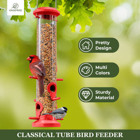 Kingsyard tube feeder with 6 feeding ports supports multiple birds at once.