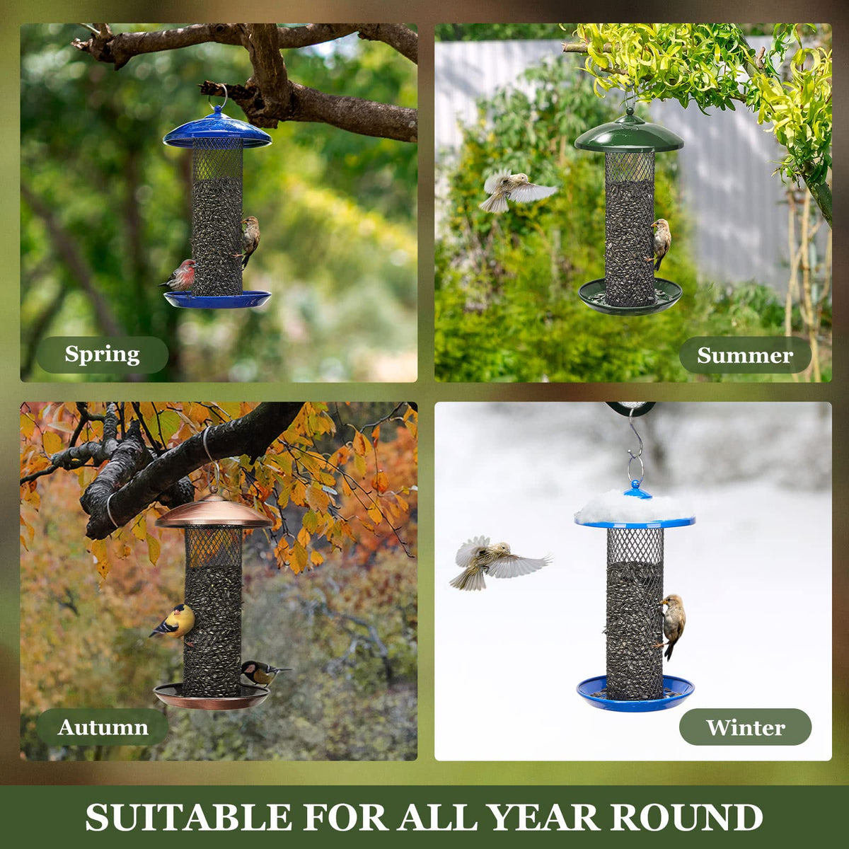 Kingsyard weatherproof roof protects seeds from rain for dry feeding.