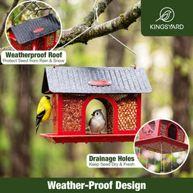 Kingsyard weatherproof roof protects seeds from rain and snow.