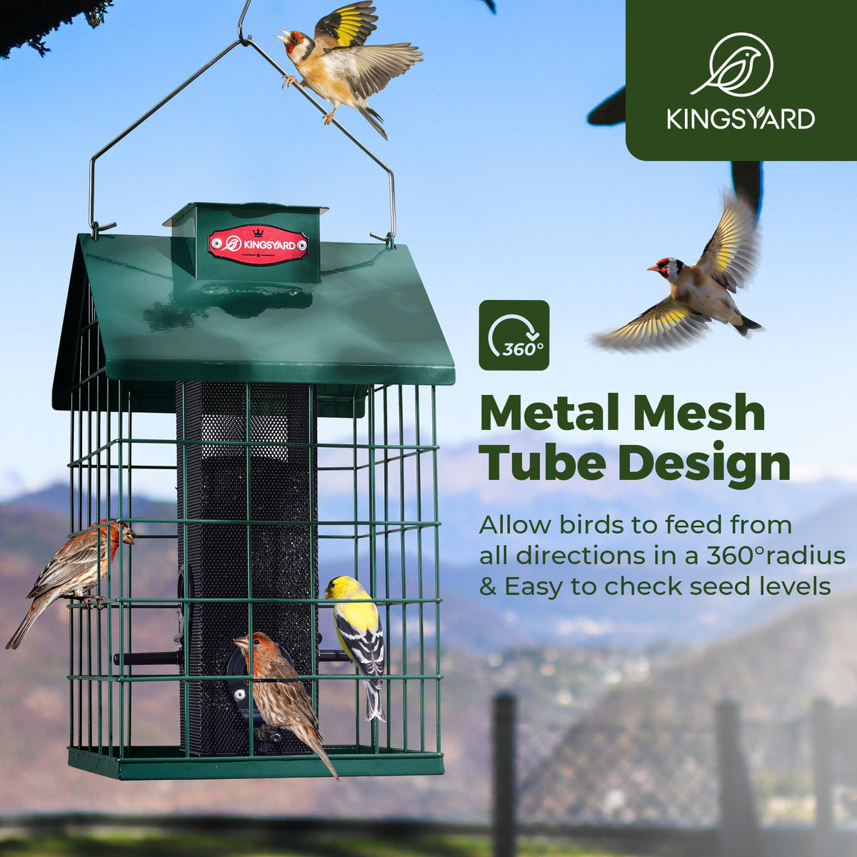 Kingsyard weatherproof, rust-resistant metal feeder for year-round use